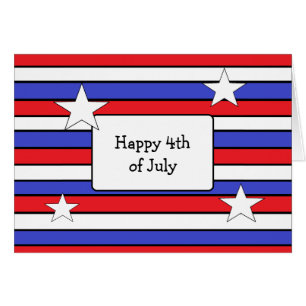 Red, White Blue Striped Happy 4. Juli Card