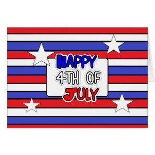Red, White Blue Striped Happy 4. Juli Card