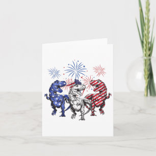 Red White Blue T Rex Dinosaur Feuerwerk 4. Juli Karte