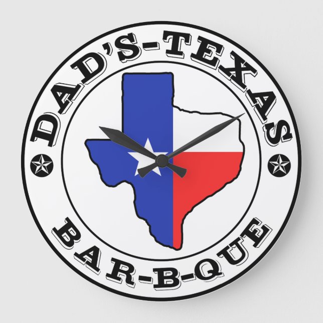Red White Blue Texas GRILLEN Große Wanduhr (Vorderseite)