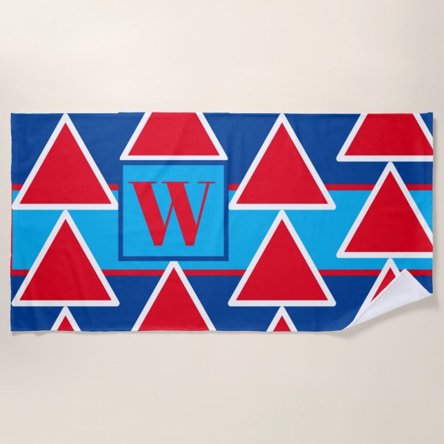 Red White Blue Triangle Beach Handtuch (Vorderseite)