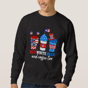 Red White Blue und Kaffee zu 4. Juli Patrioti Sweatshirt