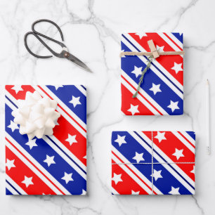Red White Blue US Flagge Geschenkpapier Set