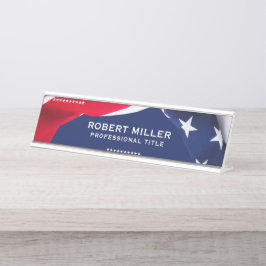 Red White & Blue-USA Flag Stars And Stripes 4 Schreibtischnamensplakette