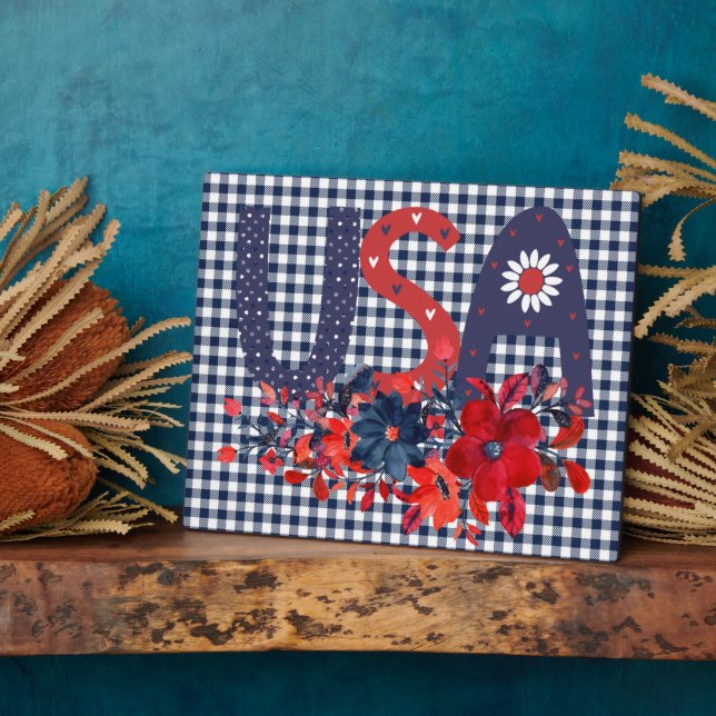 Red White & Blue USA Patriotic Bouquet Fotoplatte (Seite)