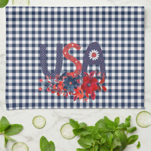 Red White & Blue USA Patriotic Bouquet Geschirrtuch