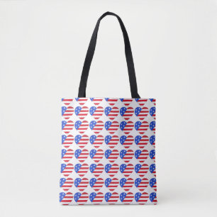 Red White Blue USA Patriotic Flag Herz-Tasche Tasche