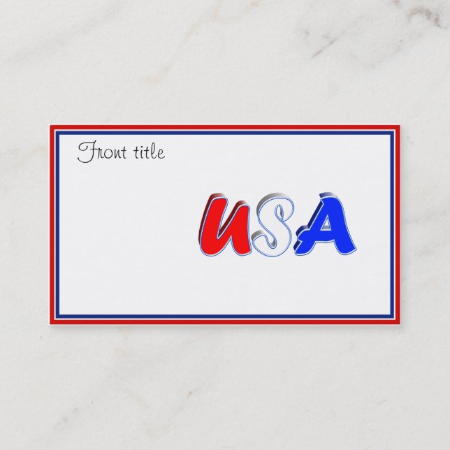 Red White & Blue USA Text Visitenkarte (Vorderseite)