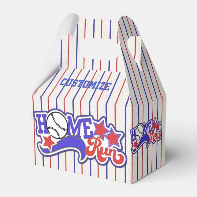 Red White & Blue Zuhause Run Baseball Gable Favor  Geschenkschachtel (Vorderseite)