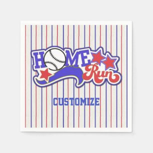 Red White & Blue Zuhause Run Baseball Stripte Napk Serviette