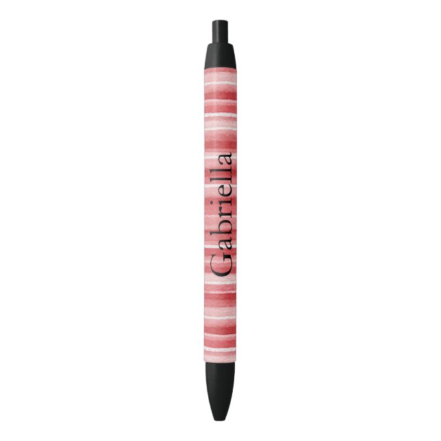 Red White Blush Pink Stripes   Kugelschreiber (Vorderseite Vertikal)