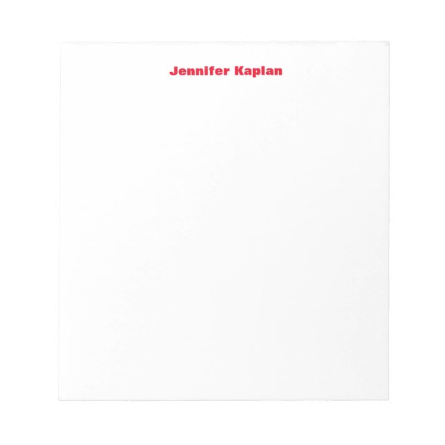 Red White Bold Schlicht Simple Beruflich Modern Notizblock (Vorderseite)