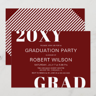 Red White Bold Typografy Graduation Party Einladung