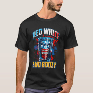 Red White Boozy Patriotic American Whiskey Drink T-Shirt