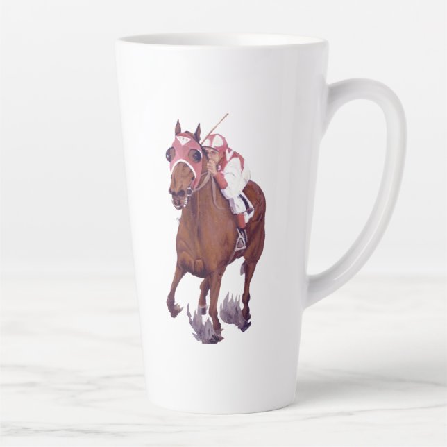 Red White Brown Champion Racehorse Prayer Milchtasse (Rechts)