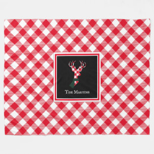 Red & White Buffalo Kariert Rentier Personalisiert Fleecedecke