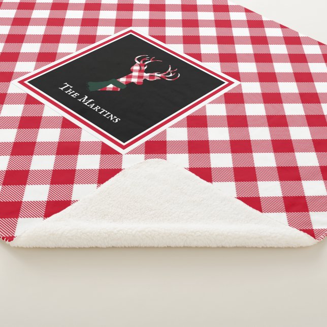 Red & White Buffalo Kariert Rentier Personalisiert Sherpadecke (3/4)