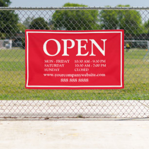 Red White Business Open Schedule Website-Banner Banner