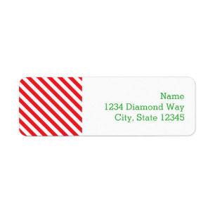 Red White Candy Cane Holiday Address Labels