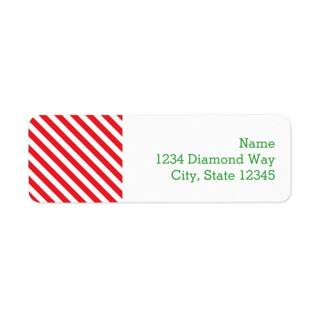 Red White Candy Cane Holiday Address Labels (Vorne)