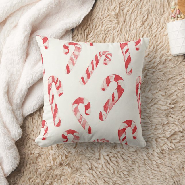 Red White Candy Cane Ornaments Christmas Kissen (Decke)