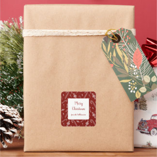 Red White Candy Cane Peppermint Weihnachtsgeschenk Quadratischer Aufkleber