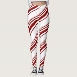 Red White Candy Cane Stripe Leggings