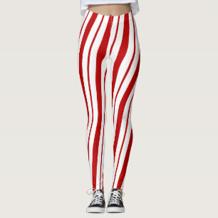 Red & White Candy Cane Stripes Festliche Weihnacht Leggings