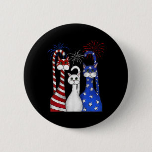 Red White Cats Usa Flag Feuerwerk 4. Juli Button