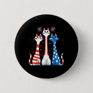 Red White Cats Usa Flag Feuerwerk 4. Juli Button