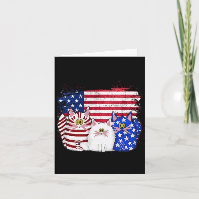 Red White Cats Usa Flag Feuerwerk 4. Juli Karte (Vorderseite)