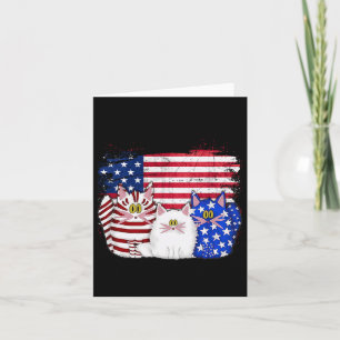 Red White Cats Usa Flag Feuerwerk 4. Juli Karte