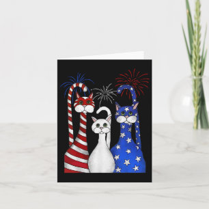 Red White Cats Usa Flag Feuerwerk 4. Juli Karte
