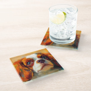 RED & WHITE CAVALIER KING CHARLES SPANIEL DOG GLASUNTERSETZER