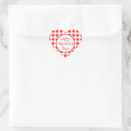 Red White Check Whimsical Valentines Day Herz-Aufkleber