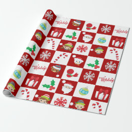 Red White Checked Weihnachts WeihnachtsWeihnachtsf Geschenkpapier