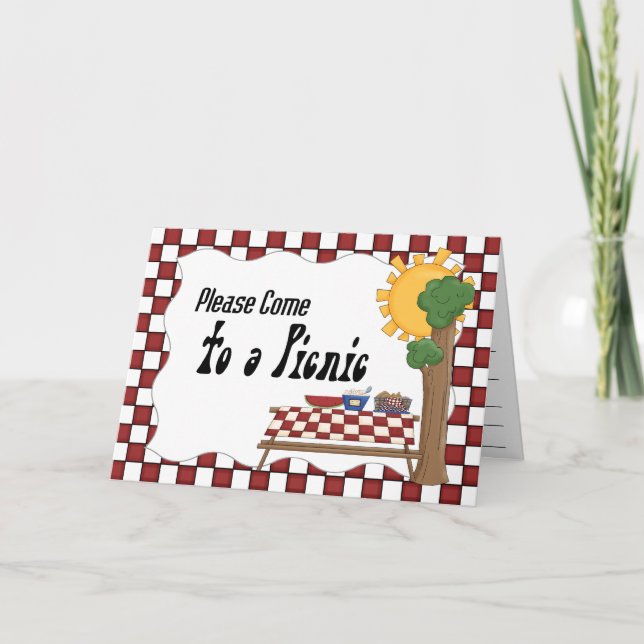 Red White Checkered Traditionelle picknische Einla Einladung (Vorderseite)