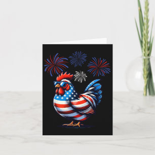 Red White Chicken Farm Animal Patriotic 4th O Karte