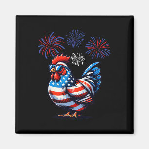 Red White Chicken Farm Animal Patriotic 4th O Magnet