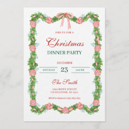 Red & White Chinoiserie Garland Grandmillennial Einladung