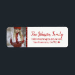 Red White Christmas Add Your FOTO Rücksendeadresse<br><div class="desc">Elegante und klassische Rückgabetiketten für Weihnachten (Weihnachten) Feierabend Grußkarten / Umschläge. Fügen Sie Foto oder anderes Bild hinzu. Moderne rote Buchstaben für Familienname und Adresse. Imitate roten Glitzer,  um ein paar Weihnachten Bling hinzuzufügen! Buchstabenfarbe und Schriftart können geändert werden.</div>