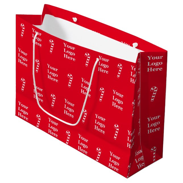 Red & White Christmas Candles Logo für Geschäftsle Große Geschenktüte (Vorderseite Schrägansicht)