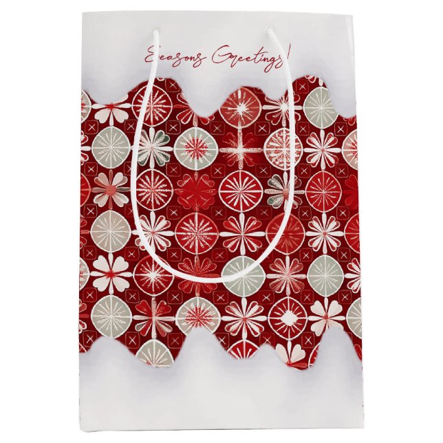 Red White Christmas Candy Pattern#13 ID1009 Mittlere Geschenktüte (Vorderseite)