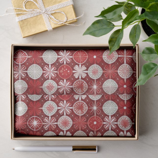 Red White Christmas Candy Pattern#13 ID1009 Seidenpapier (Geschenk)