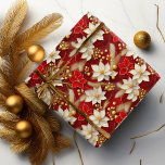 Red White Christmas Floral Pattern#17 ID1009 Geschenkpapier<br><div class="desc">Mit diesem einzigartigen Muster, das helle Rot-Weiß-Blume, flauschiges Gras aus hellem Schwanz und glänzende goldene Beeren auf einem dunkelroten Hintergrund bietet, verleihen Sie Ihren Feierlichkeiten Wärme und Charme. Dieses raffinierte Design verbindet traditionelle Urlaubselemente mit einer modernen Drehung und eignet sich somit perfekt für alle, die eine Touch Eleganz zu ihren...</div>