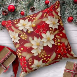 Red White Christmas Floral Pattern#17 ID1009 Kissen
