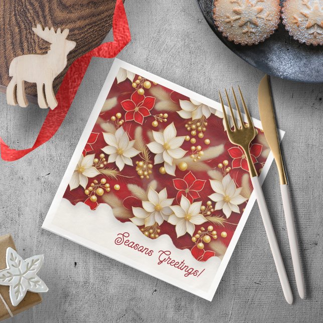 Red White Christmas Floral Pattern#17 ID1009 Serviette (Von Creator hochgeladen)