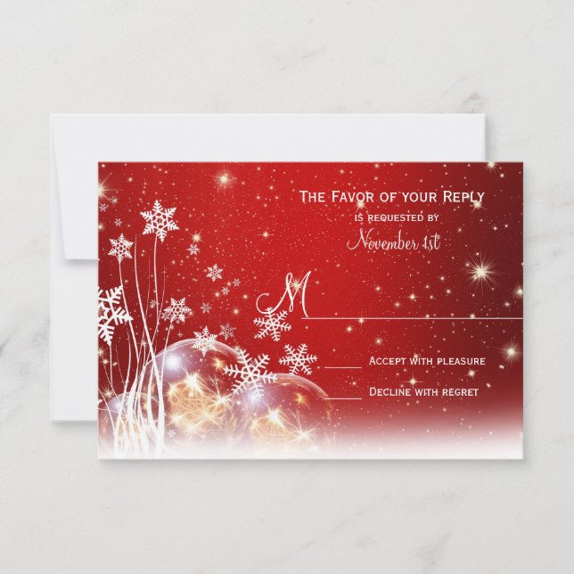 Red White Christmas Holiday Wedding RSVP Karten (Vorderseite)