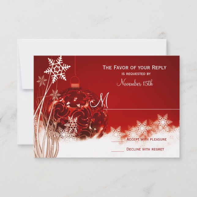 Red White Christmas Holiday Wedding RSVP Karten (Vorderseite)
