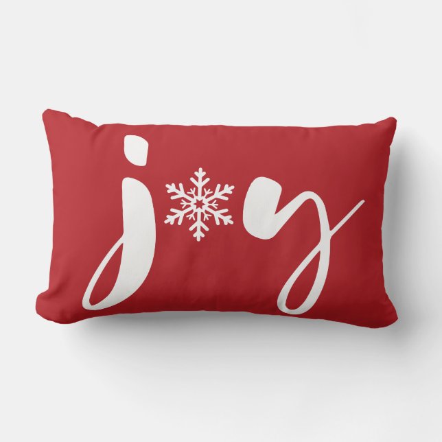 Red White Christmas Joy Snowflake Winterurlaub Lendenkissen (Vorderseite)